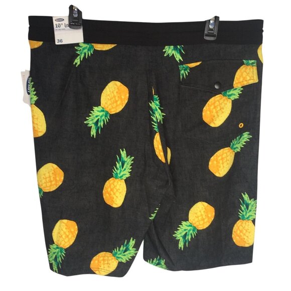 Old Navy Board Shorts Mens 36 Pineapple Print 10" Inseam UPF 40 Built-In Flex - Picture 4 of 16
